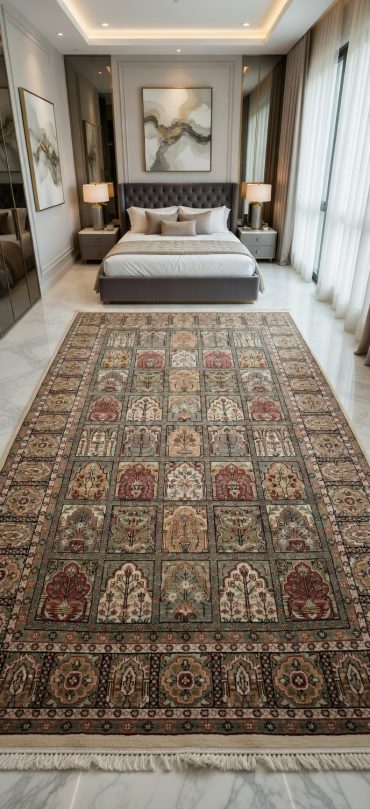 Kashmiri silk carpet | 7x10ft | silk | Double knotted - Image 4